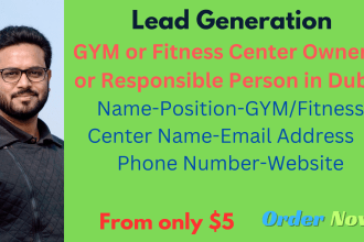 provide leads of gym or fitness center owners or responsible person in dubai