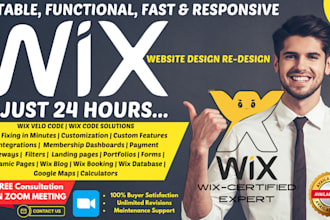 design redesign wix website, wix velo code, develop wix site