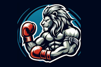 design beautiful a strong lion is preparing for a fight mascot logo for you