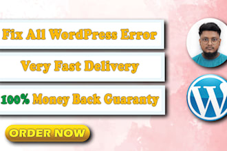 fix any kind of wordpress error, bug, issues