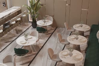 design the interior of the restaurant in 3ds max