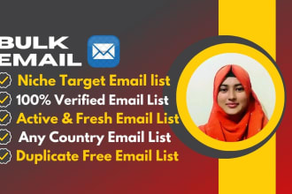provide you niche targeted active and valid bulk email list for email marketing