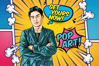 draw an amazing pop art cartoon vintage look from your photo
