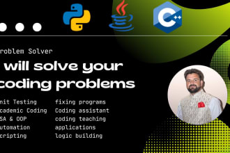 do your python, cpp, java, python gui , java gui, dsa, oop, fix code ,testing