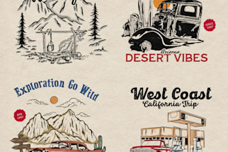 create vintage retro illustration badge logo