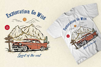 create retro vintage t shirt design for your clothing brand
