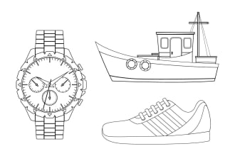do line art of icon, portrait, car, bike, logo object