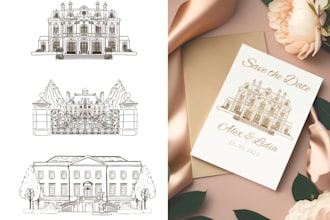 draw wedding venue sketch for your invitation, wedding map