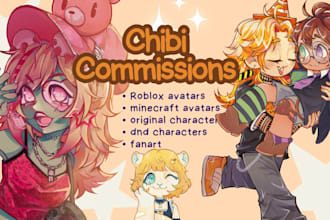draw your roblox avatar, oc or fanart in chibi style