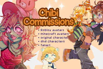 draw your roblox avatar, oc or fanart in chibi style