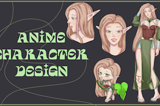 draw anime character design, concept art, reference sheet