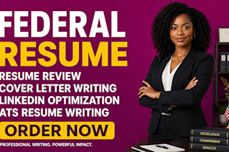 write a job winning federal resume, cover letter, resume review and linkedin opt