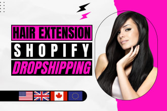 build hair extension website, beauty salon spa dropshipping shopify store