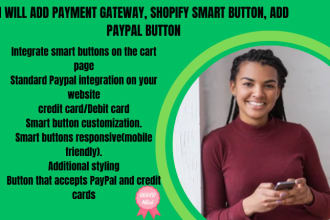 integrate shopify smart button, add paypal smart button, payment integration