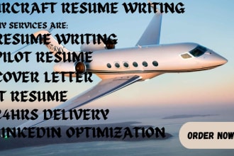 write your pilot resume, cover letter, IT resume, 24hrs delivery