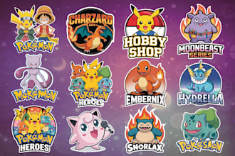 pokemon logo fakemon tcg trainer card or text anime style chibi art and banner
