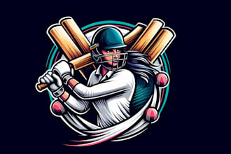design super cricket player and bats sport mascot logo with express delivery