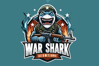 make an amazing war shark mascot logo design for you with express deliver
