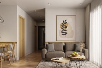 create cozy bedroom and living room interior designs 3d renders