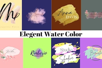 feminine watercolor, plumbing logo   elegant unique