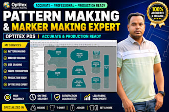 create a professional sewing pattern making and marker making in optitex pds