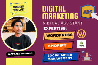 wordpress shopify virtual assistant customization, update or manage website