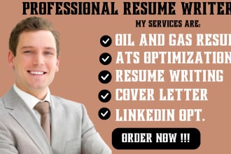 provide oil and gas, petroleum, chemical engineering resume and cover letter