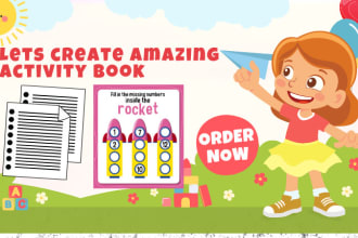 design activity book and  custom worksheet for school kids