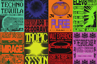 design techno dj rave inspired event, music poster