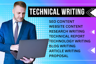 do technical research, write tech articles, blogs, SEO content, and reports