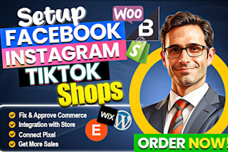 set up facebook shop, instagram shop and integrate with shopify store