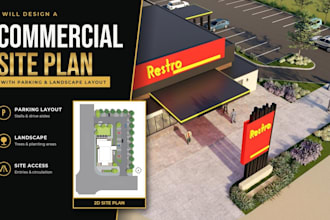 design commercial site plan w parking and landscape layout