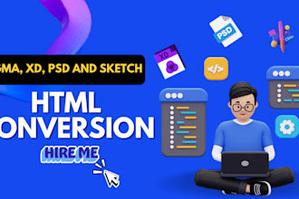 do HTML conversion with figma, xd, PSD and sketch