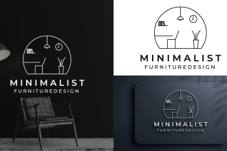 do 3 flat modern minimalist line art text badge logo design