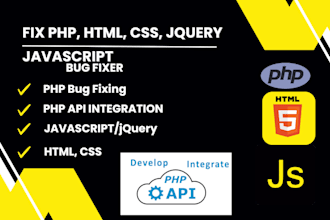 code help fix php,html,css javascript jquery bugs