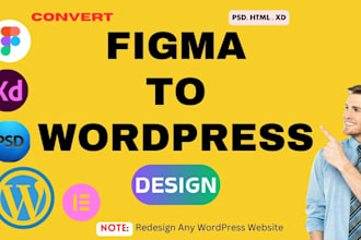 figma PSD to wordpress business website elementor redesign