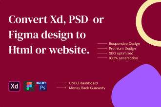 convert figma to html, psd to html and xd to html