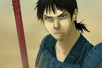 draw an ilustration in anime, cartoon style