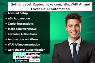 gohighlevel, zapier, make com, n8n workflow, vapi ai, loveable ai expert