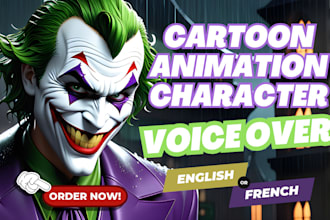 record cartoon and animation male character voice overs