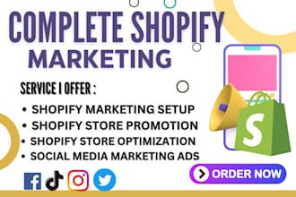 do complete shopify marketing,  shopify sales manager, shopify store advertising