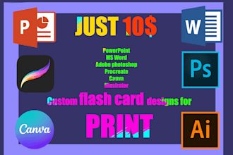 create custom flashcard designs for print for just 10 usd