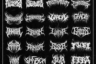 draw black, slam, or death metal logo style