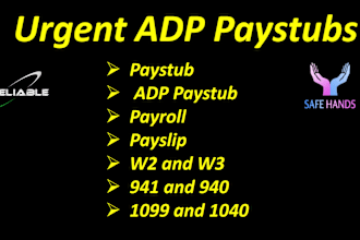 do urgent paystub, adp paystub, payslip check stubs w2 and 1099