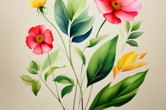draw botanical illustrations of flowers, plants and fruits