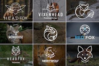 create modern lineart fox ,wolf business logo design