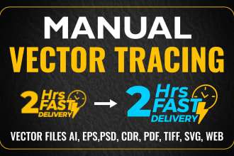 do manual vector tracing convert logo icon to vector file 2hrs