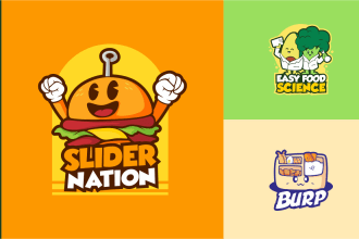 draw cute mascot logo design for food, restaurant, beverage, candy and brand