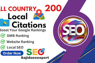 do 200 all country local citation or business listing directories and local SEO