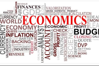do research and write essays in microeconomics and macroeconomics